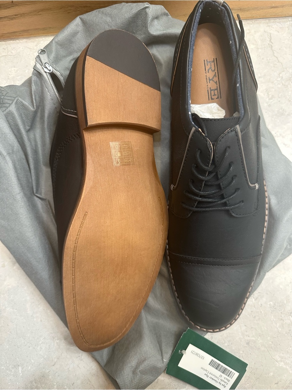 Rye Black Leather Men's Derby Shoes